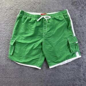 Ingear Mens Swim Trunks Green White Stripe Cargo Board Shorts XXL MS1